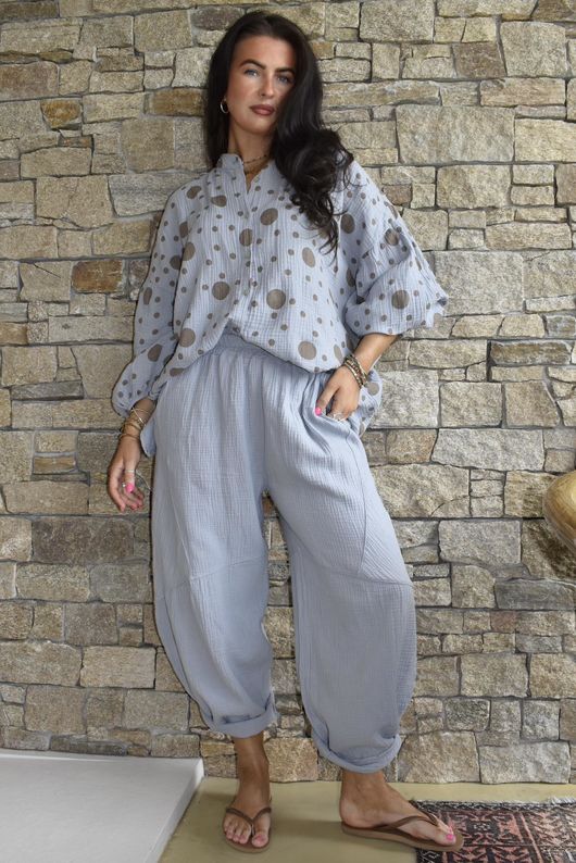 Hush Pillow Cotton Classic Barrel Pant Cloud Grey